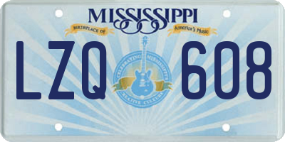 MS license plate LZQ608
