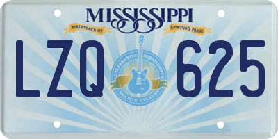 MS license plate LZQ625