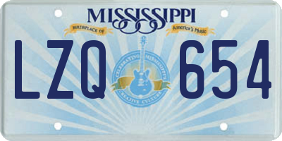 MS license plate LZQ654