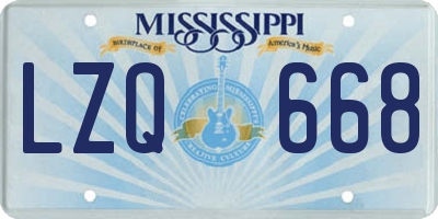MS license plate LZQ668
