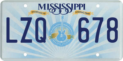 MS license plate LZQ678