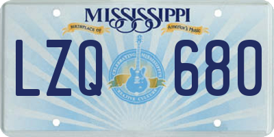 MS license plate LZQ680