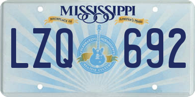 MS license plate LZQ692