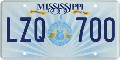 MS license plate LZQ700