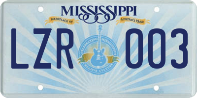 MS license plate LZR003