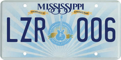 MS license plate LZR006