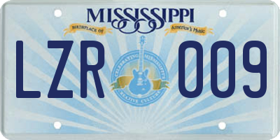 MS license plate LZR009