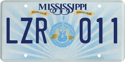 MS license plate LZR011