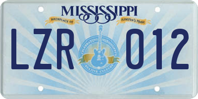 MS license plate LZR012