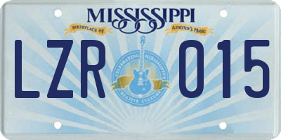 MS license plate LZR015