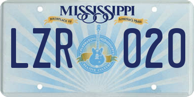 MS license plate LZR020