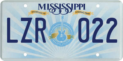MS license plate LZR022