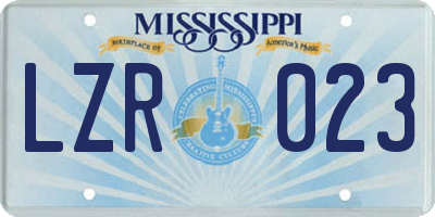 MS license plate LZR023
