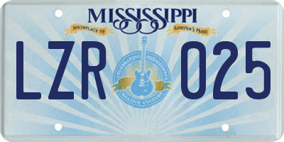 MS license plate LZR025