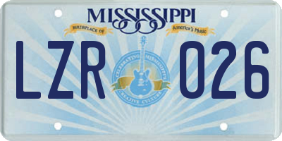 MS license plate LZR026