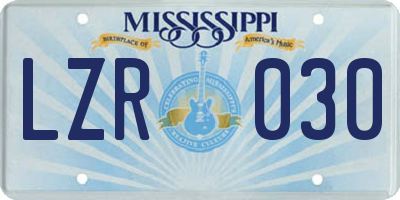 MS license plate LZR030
