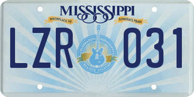 MS license plate LZR031