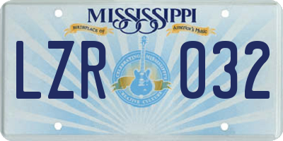 MS license plate LZR032