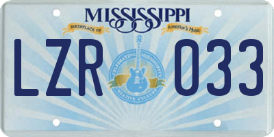 MS license plate LZR033