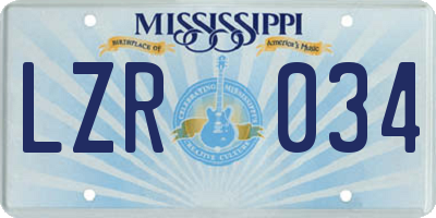 MS license plate LZR034