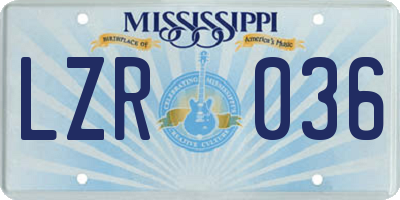 MS license plate LZR036