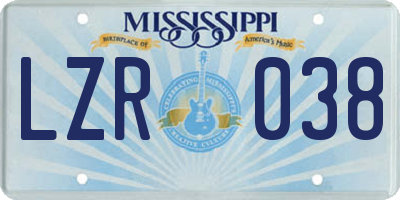 MS license plate LZR038