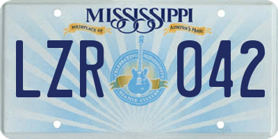 MS license plate LZR042