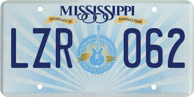 MS license plate LZR062