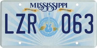 MS license plate LZR063