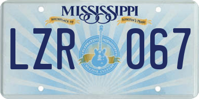 MS license plate LZR067
