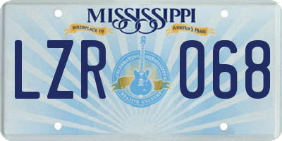 MS license plate LZR068