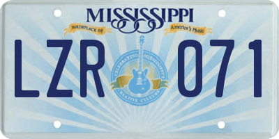 MS license plate LZR071