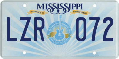MS license plate LZR072