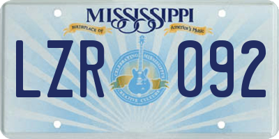 MS license plate LZR092