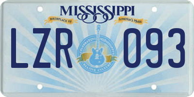 MS license plate LZR093
