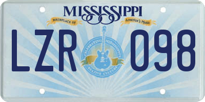 MS license plate LZR098