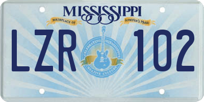 MS license plate LZR102