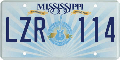 MS license plate LZR114