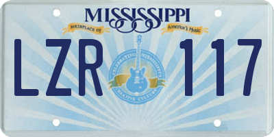 MS license plate LZR117