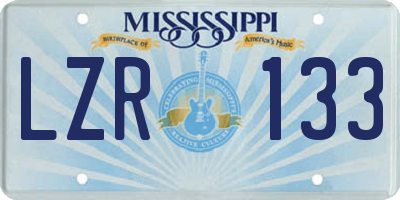 MS license plate LZR133