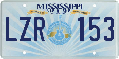 MS license plate LZR153