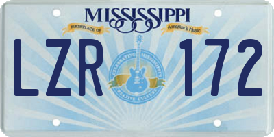MS license plate LZR172