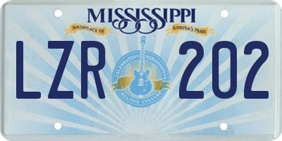 MS license plate LZR202