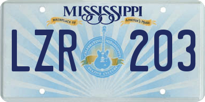 MS license plate LZR203