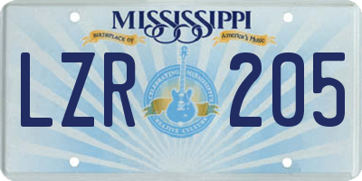 MS license plate LZR205