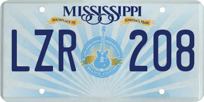 MS license plate LZR208