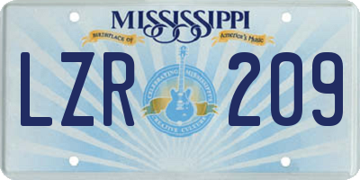 MS license plate LZR209
