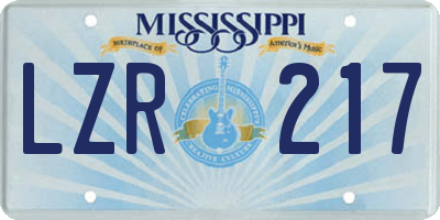 MS license plate LZR217
