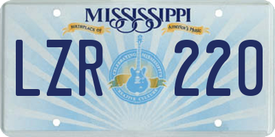 MS license plate LZR220