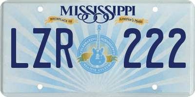 MS license plate LZR222